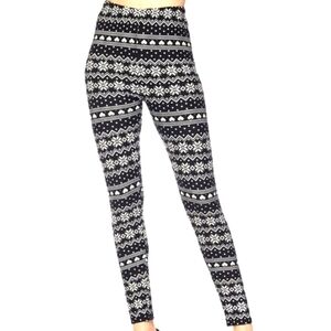 KID'S Heart Snowflake Fair Isle Knit Print Leggings